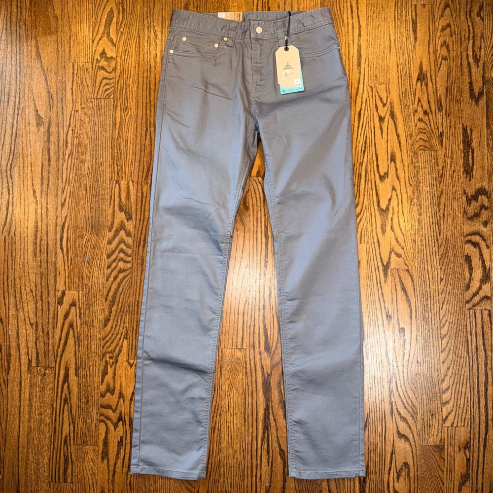 Prana Bridger Jean Slim Fit Straight Leg Stretch Denim 30x34 Gravel Grey NWT